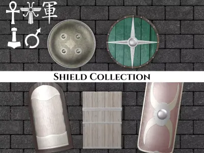 Ancient Collection Weapons Shields 3D Model Pack