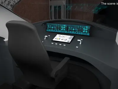 Futuristic Train Locomotive Black 3D model
