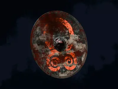 Viking shield 4 - Bloodied Relic Low-poly 3D model