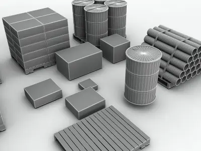 Freight and Pallets Low-poly 3D model