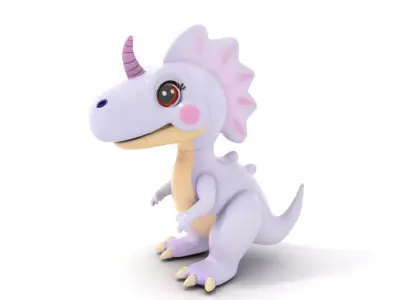 Cute Cartoon Dinosaur Model Pack Low-poly 3D model purchase