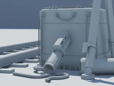Guns collection metal box with gun Low-poly 3D model