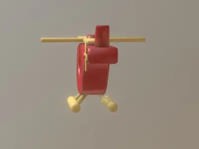 Wooden Toy Helicopter low poly game ready Low-poly 3D model