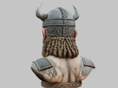 Viking Warrior Bust 3D Model - High-Quality Low-poly 3D model