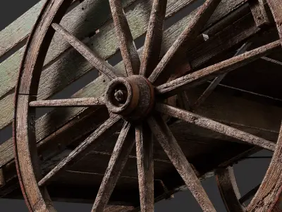 Old Rustic Wooden Cart 3D model