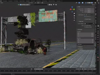 Post-apocalyptic cars Environment Asset Low-poly 3D model