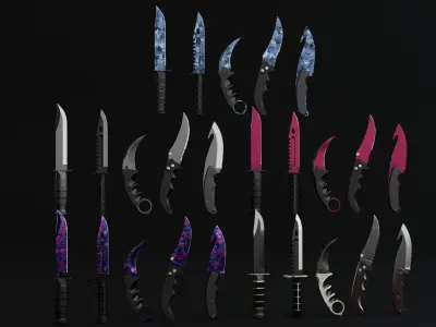 Knife Low-poly 3D model 28