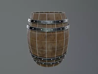 Medieval Wooden Barrel v2 Low-poly 3D model