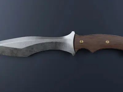 Hunting knife with wooden grips 4 Low-poly 3D model