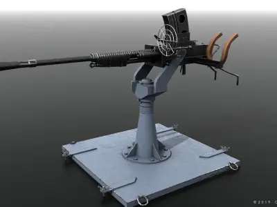 Type 96 - 25mm AT-AA Japanese single gun Low-poly 3D model
