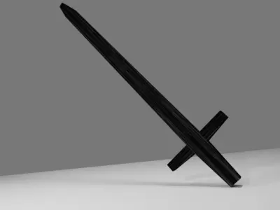 Black Wooden Training Sword Low-poly 3D model