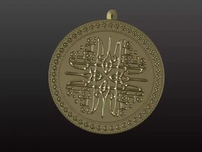 3D Model Ukrainian Medallion with Trident for CNC and 3D Printer 3D print model