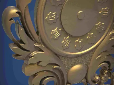 Carved clock for 3D printing and CNC 3D print model 21