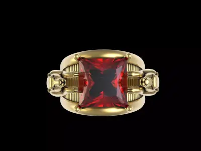 Princess Diamond Panther Head Cocktail Ring 3D print model