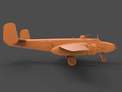 B-25J orange airplane 3D print model