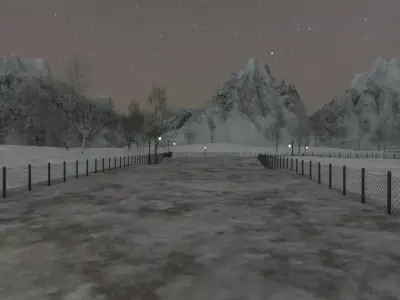 Winter Village At Night 3D model