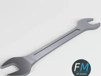 Open end chrome wrench 3D model