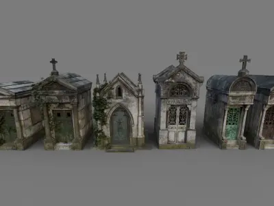Cemetery Mausoleums Extended Collection 3D Model Pack purchase