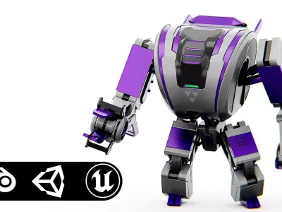 MILITARY DROID FORGE-4 Rigged for Unreal Engine - Unity - MIXAMO 3D model