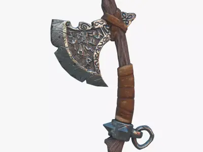 Fantasy Axe Low-poly 3D model 4