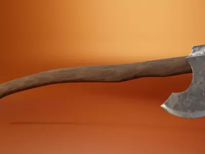 Medieval Axe Low-poly 3D model 17
