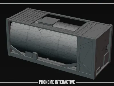 Gas Tank Container - Game Ready Industrial Asset with 4K PBR VR Low-poly 3D model