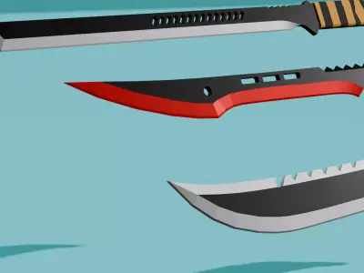 3 MACHETES Low-poly 3D model