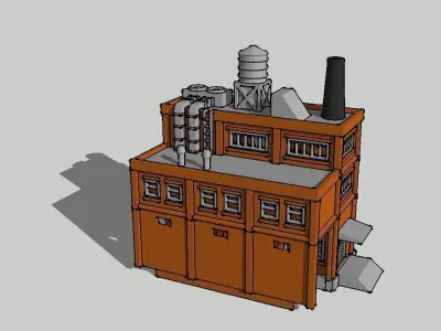 Large Factory with Train Passage by Outland Models 3D Printable 3D print model