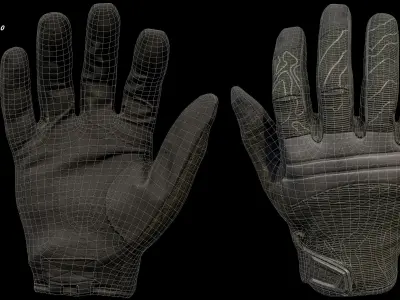 Tactical Gloves 034 Low-poly 3D model
