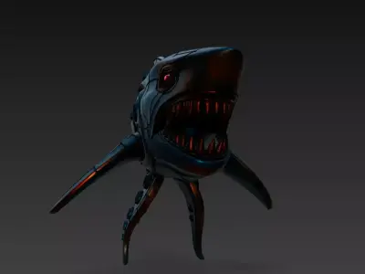 Cybernetic Shark - Futuristic Mecha Creature 3D Model 3D print model