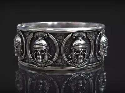 Skull Centurion Helmet SPQR Roman Legion Ring 3D print model