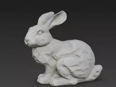 The Ancient Alibi Realistic Weathered Stone Bunny 3D Model Low-poly 3D model