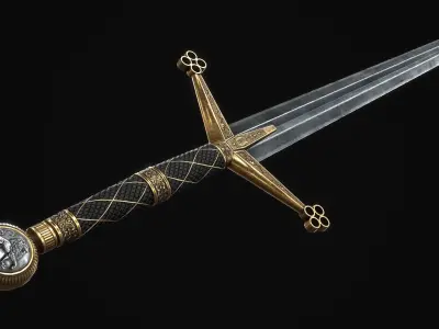 Ceremonial Claymore - 2 handed sword - realistic - game ready Low-poly 3D model