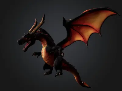 Epic Fire High Quality Dragon 3D Model for Games and Animation 3D model