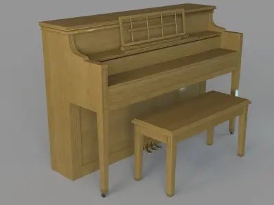 Vintage Oak Piano 3D model