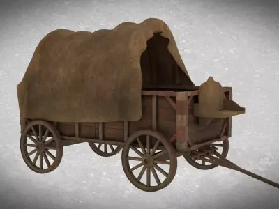 Medieval Waggon Free low-poly 3D model