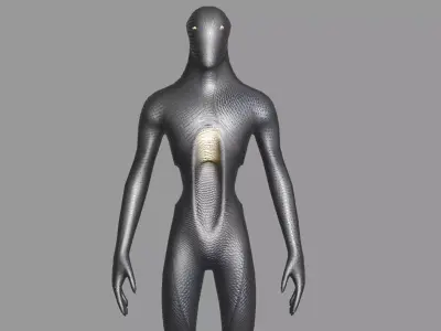 Black Scaled Humanoid Alien Creature 3D model