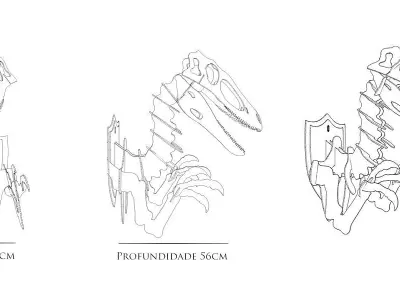 Velociraptor and Trex bust 3D model template slice 3D model
