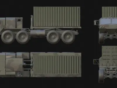 Military 8x8 Cargo Crate Transport Truck Low-poly 3D model
