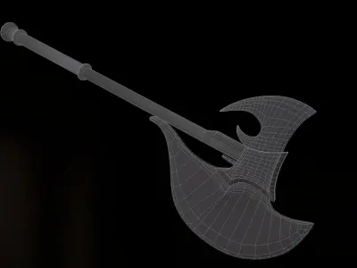 Battle-axe four different axes Low-poly 3D model