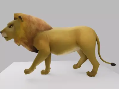 low poly lion rigged and animated Free low-poly 3D model