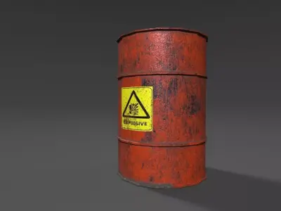 EXPLOSIVE BARREL 3D GAME READY Low-poly 3D model