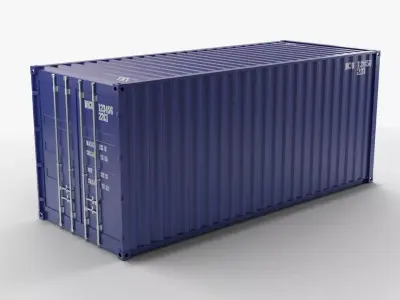 20Ft Cargo Container - Blue - Clean 3D model
