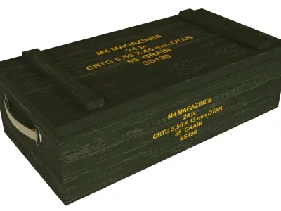 M4 Magazines Transport Wood Box 3D model