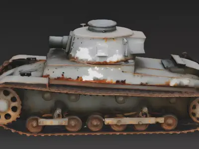 Realistic Wrecked WWII Tank 3D Model Low-poly 3D model