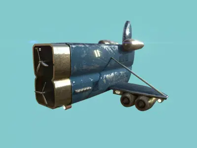 Aircraft Spaceship 02 - Futuristic Spacecraft Airship Low-poly 3D model