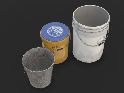 Fishing Buckets Low-poly 3D model