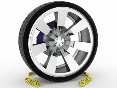 ORTAS CAR WHEEL RIM 95 GAME READY WHEEL RIM TIRE 3D model