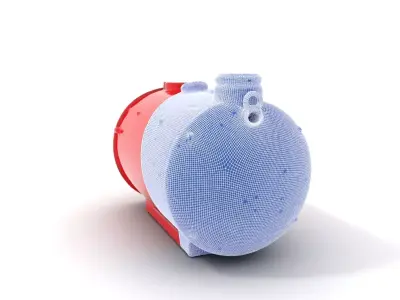 Red Cylindrical Pressure Tank Model Pack Low-poly 3D model