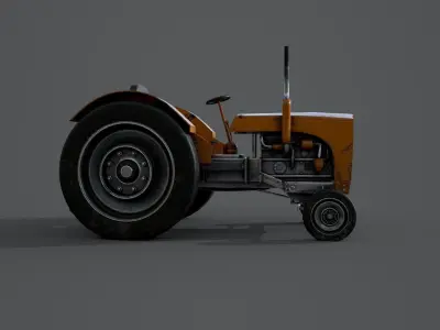 Old farm tractor Low-poly 3D model